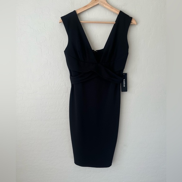 Bebe Little Black Dress with Plunging Deep V Neckline black 4 NEW - Picture 2 of 14